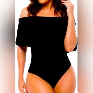 Women's Short Sleeve Cover Up Leotard High Waist Off Shoulder Bathing Suit L